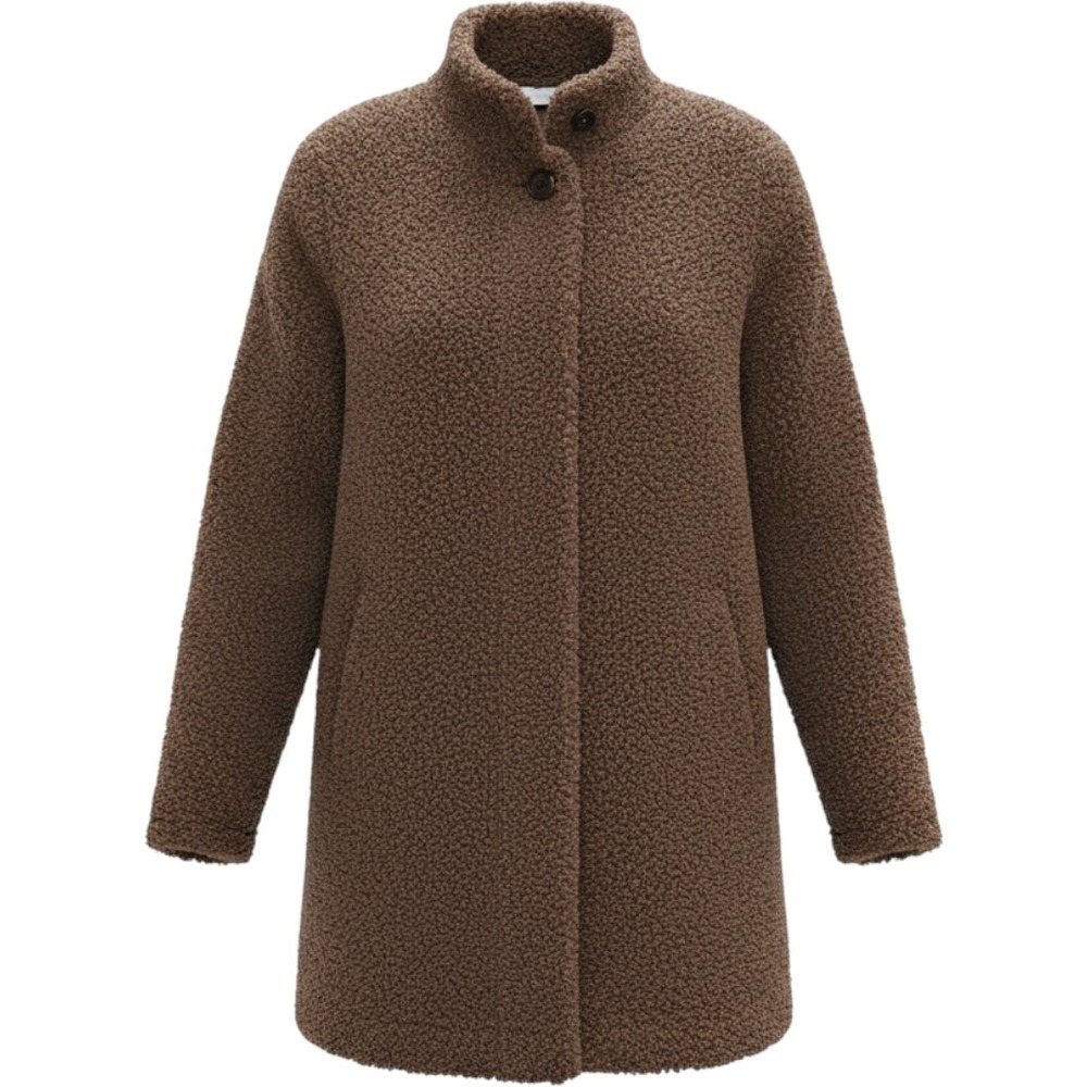 Pure Jill J. Jill Faux Sherpa Teddy Snap Front Jacket Brown Cozy Cabincore Small